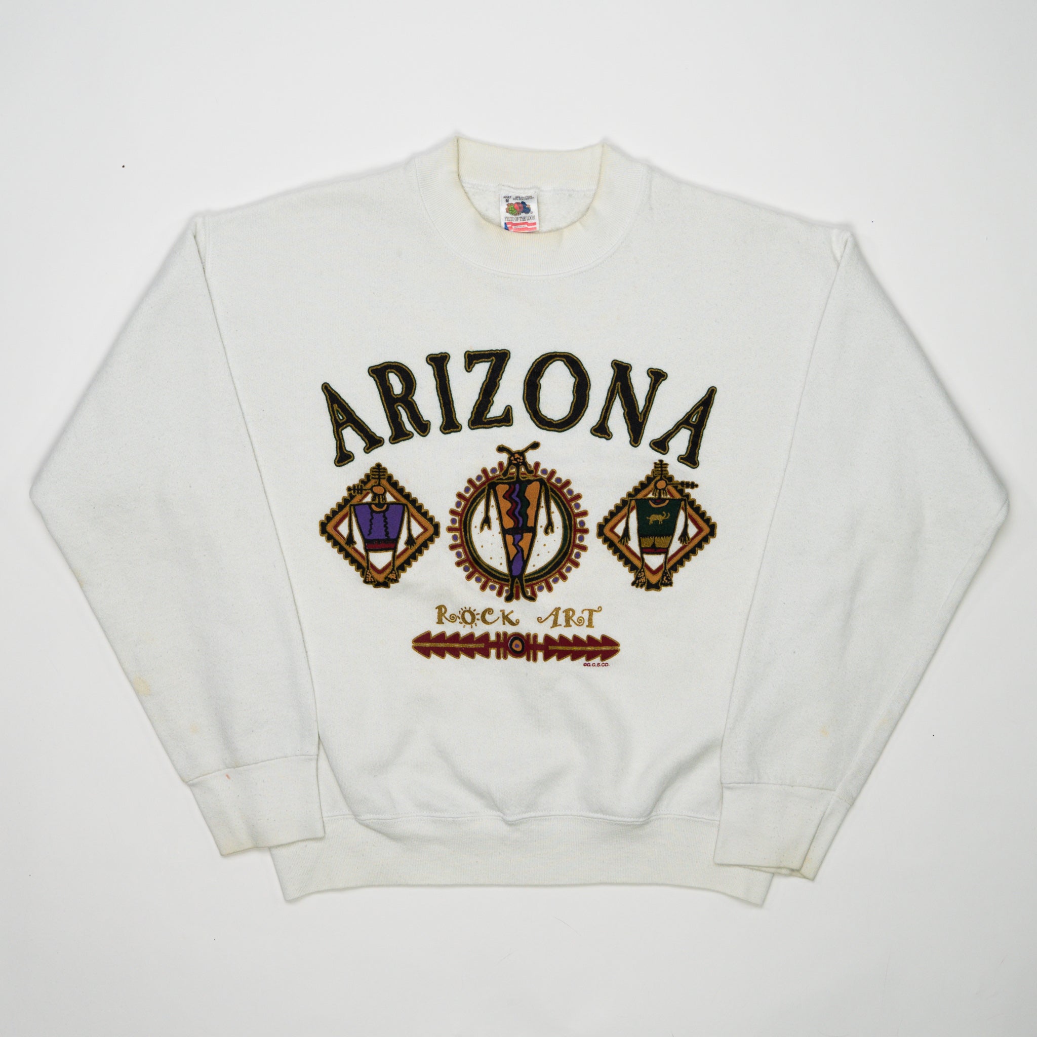 Vintage 90s White Arizona Rock Art Crewneck (S) | Rebalance Vintage.