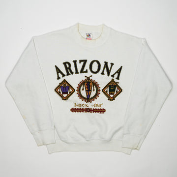 Vintage 90s White Arizona Rock Art Crewneck (S) | Rebalance Vintage.