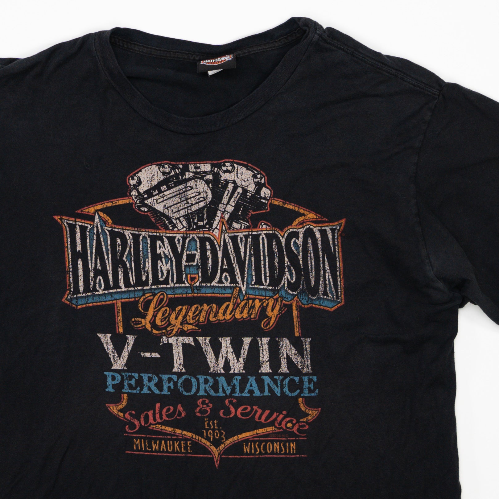 Black Harley Davidson V-Twin Performance Richmond Hill Tee (L)