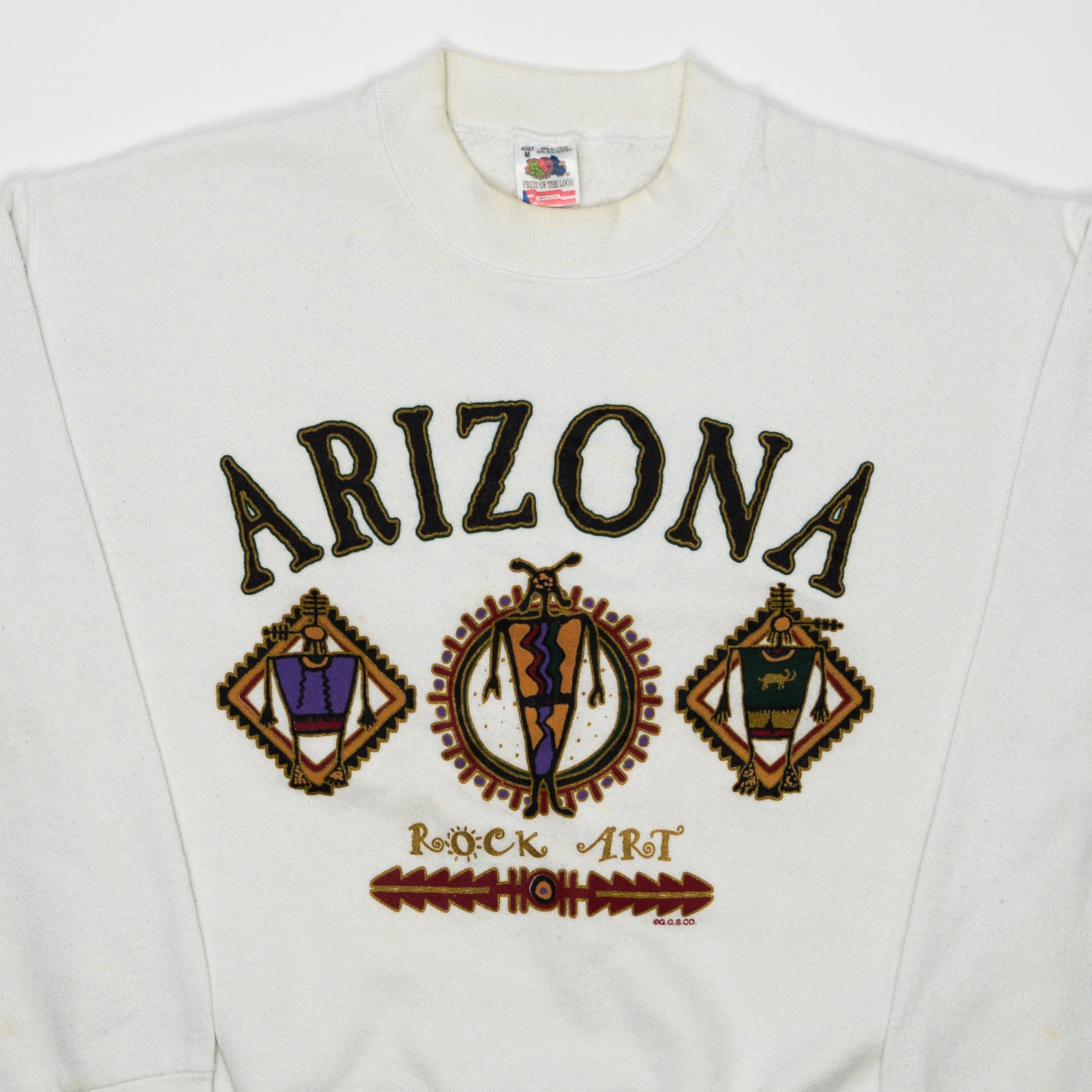 Vintage 90s White Arizona Rock Art Crewneck (S) | Rebalance Vintage.