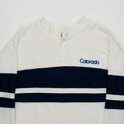 Vintage 80s White + Blue Colorado 1/4 Button Sweater (L)