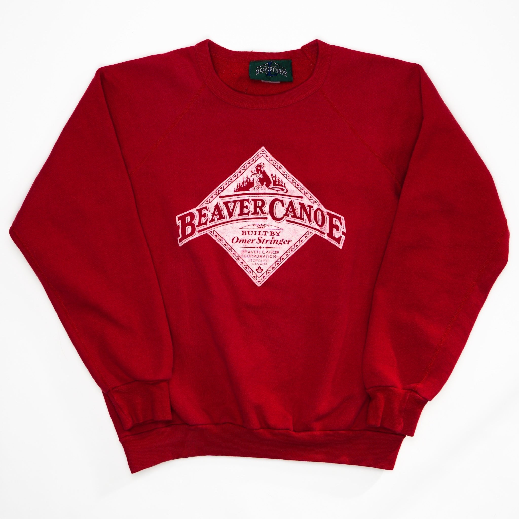 Vintage 90s Red Beaver Canoe Crewneck (M) | Rebalance Vintage.