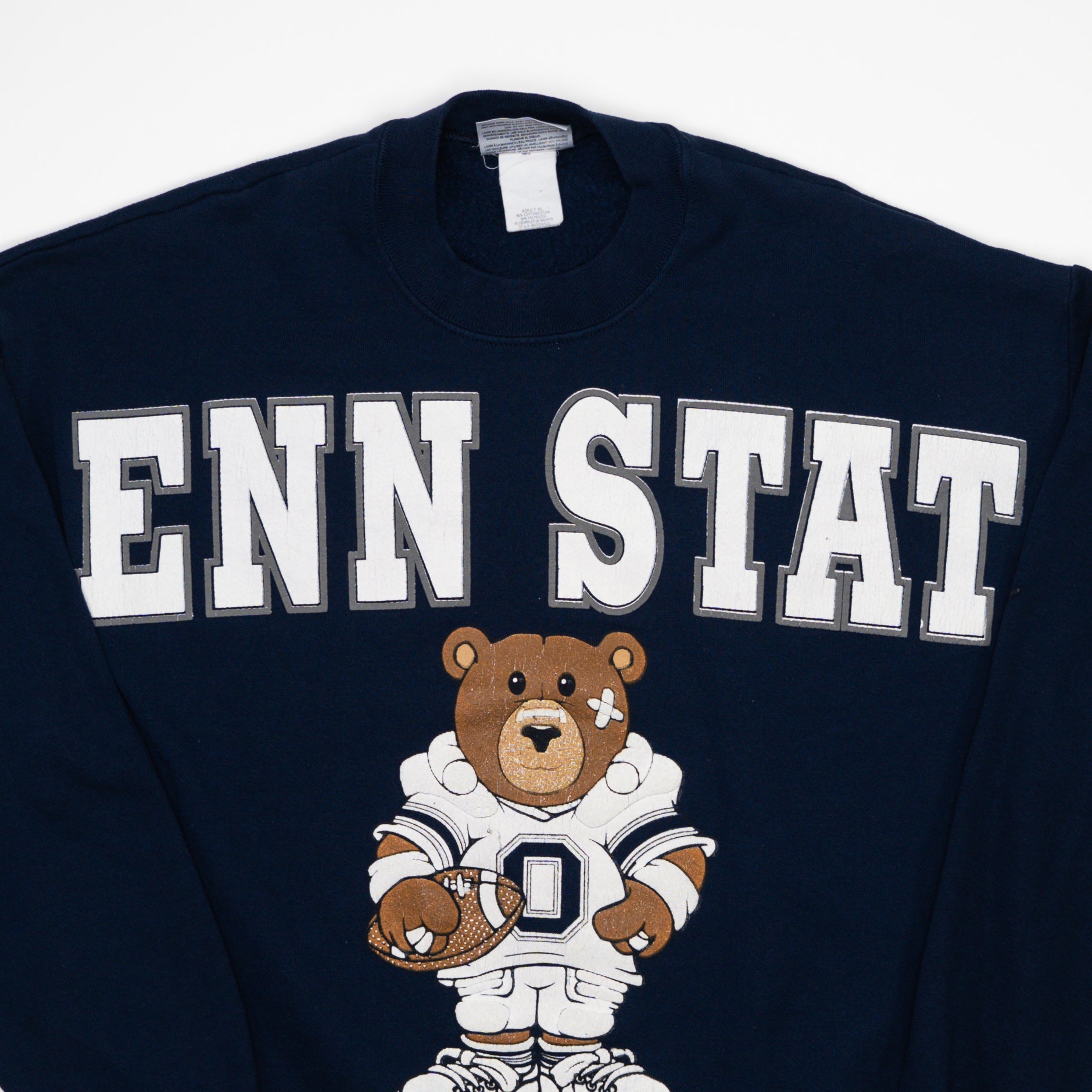 Vintage Blue Penn State Teddy Bear Football Crewneck