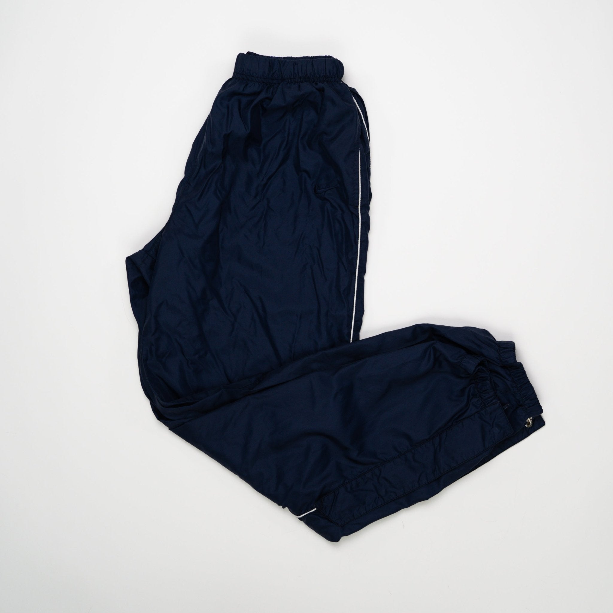 Vintage 90s Blue Nike Striped Windbreaker Pants (L/XL) | Rebalance Vintage.