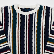 Vintage 80s Multicolor Vertical Striped Knit Sweater (M)