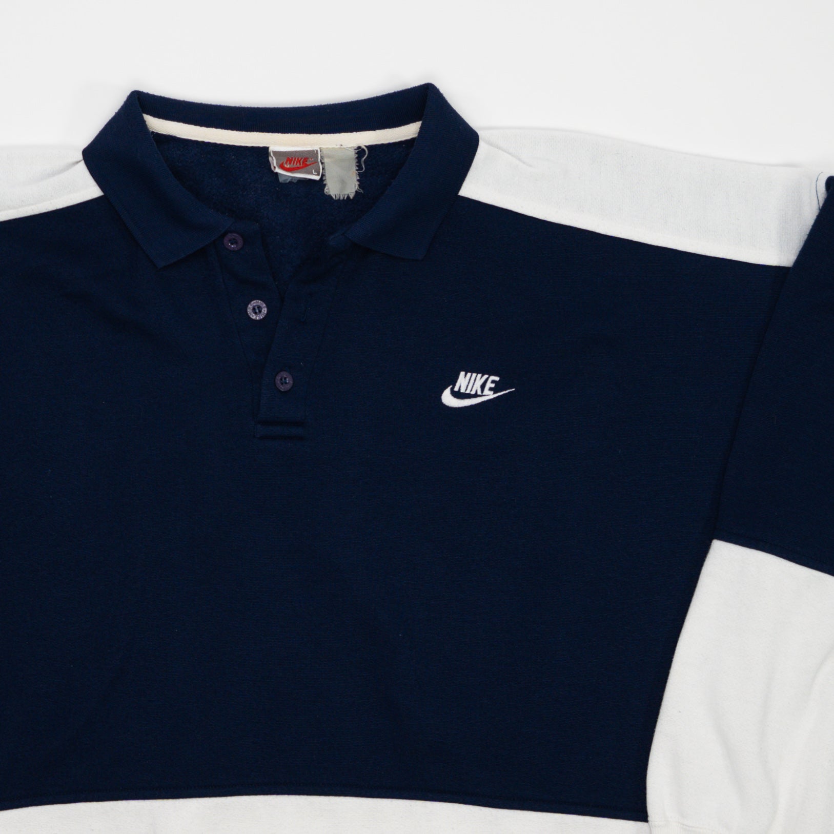 Vintage Blue + White Nike 1/4 Button Crewneck | Rebalance Vintage.