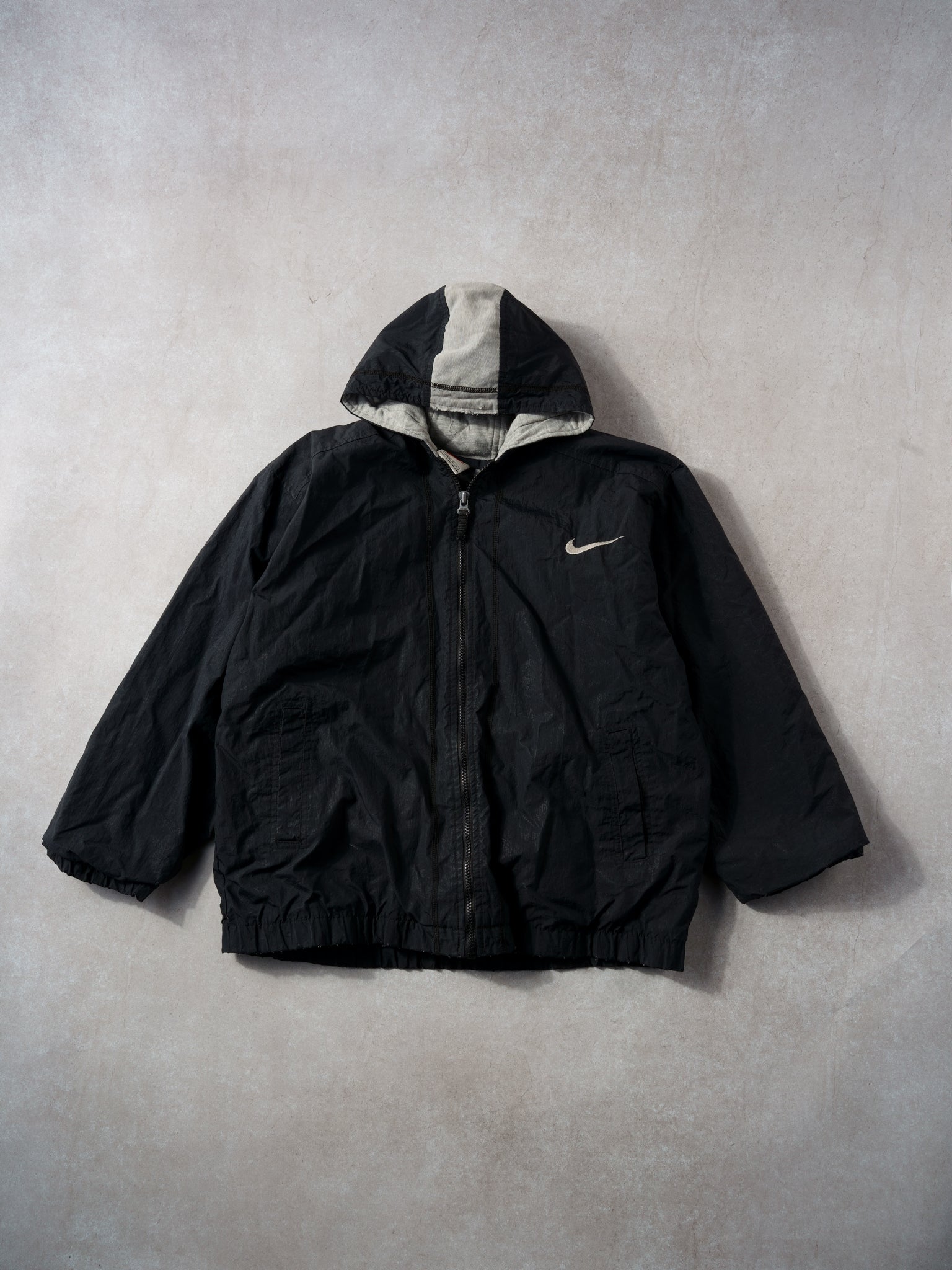 Vintage 90s Black Nike Hooded Windbreaker (S/M)