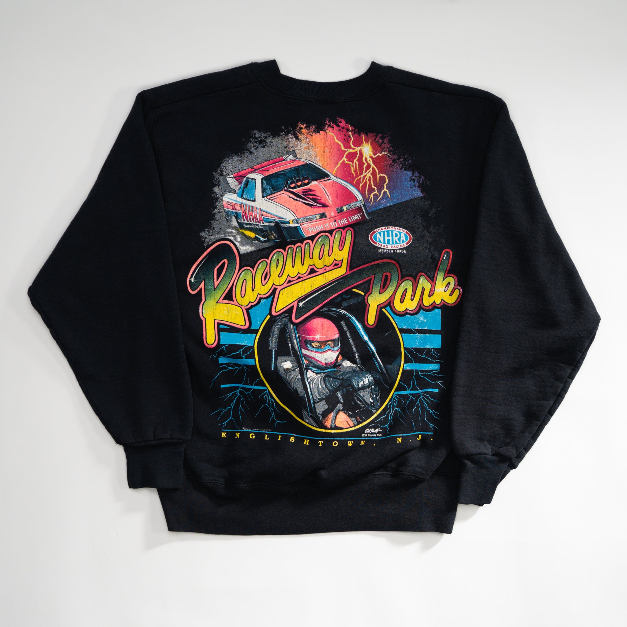 Vintage Black Raceway Park NJ Crewneck (S/M) | Rebalance Vintage.