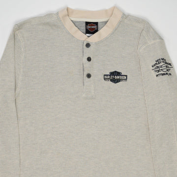 Vintage Beige Harley Davidson Pittsburgh Long Sleeve (M) | Rebalance Vintage.