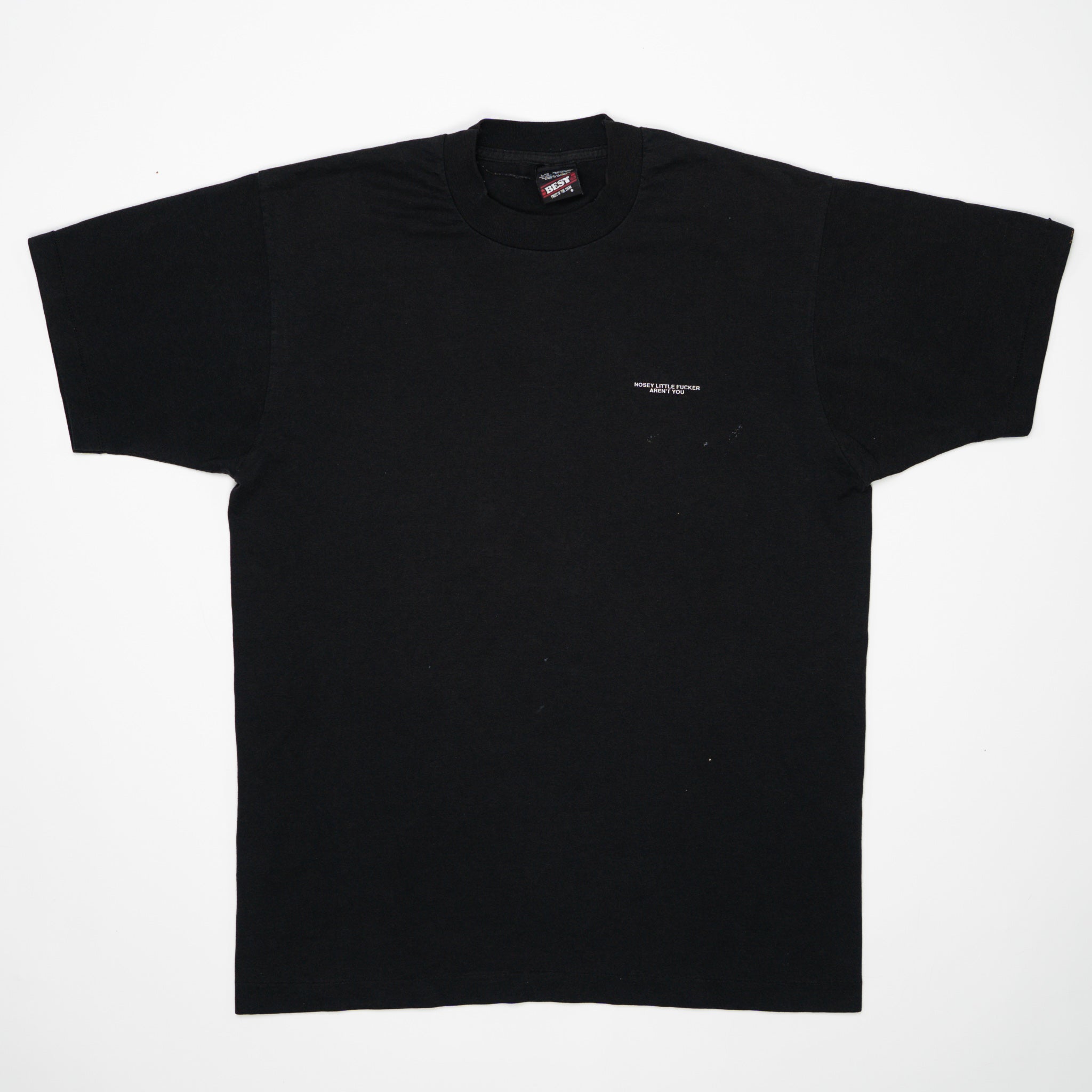 Vintage 90s Black 'Nosey Little Fucker Arent You' Tee (M) | Rebalance Vintage.