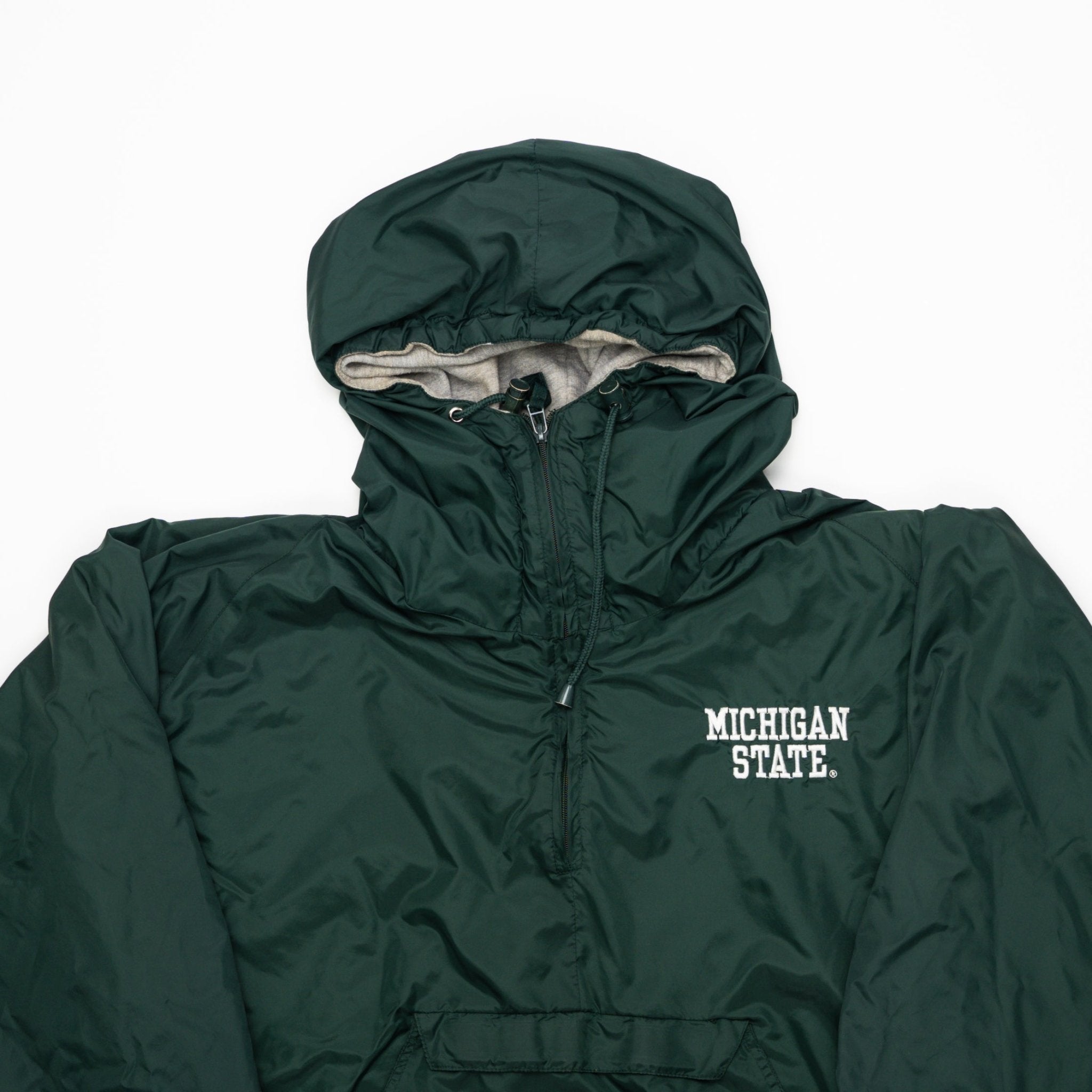 Vintage Dark Green Michigan State Lined Pullover Windbreaker (XL) | Rebalance Vintage.