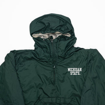 Vintage Dark Green Michigan State Lined Pullover Windbreaker (XL) | Rebalance Vintage.
