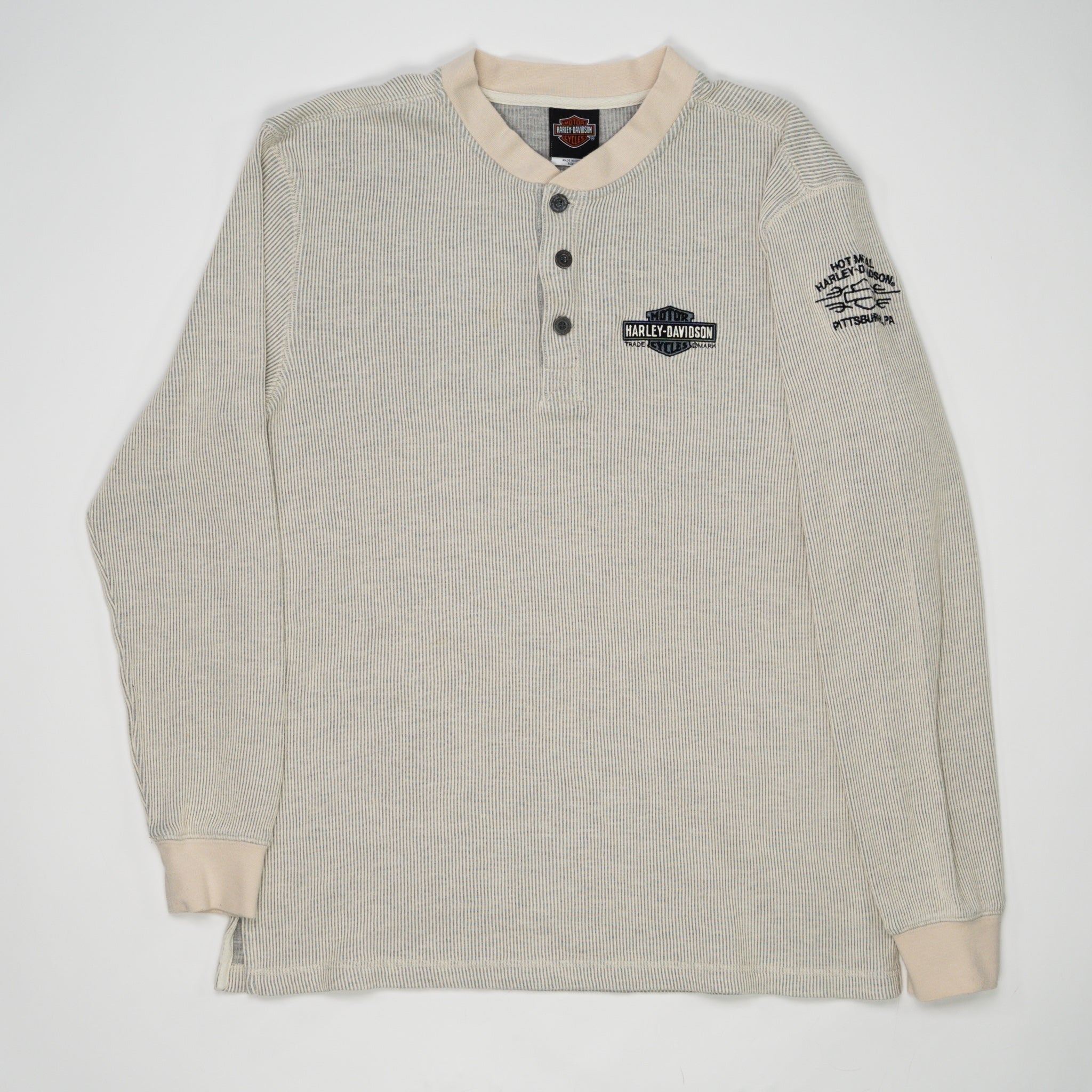 Vintage Beige Harley Davidson Pittsburgh Long Sleeve (M) | Rebalance Vintage.