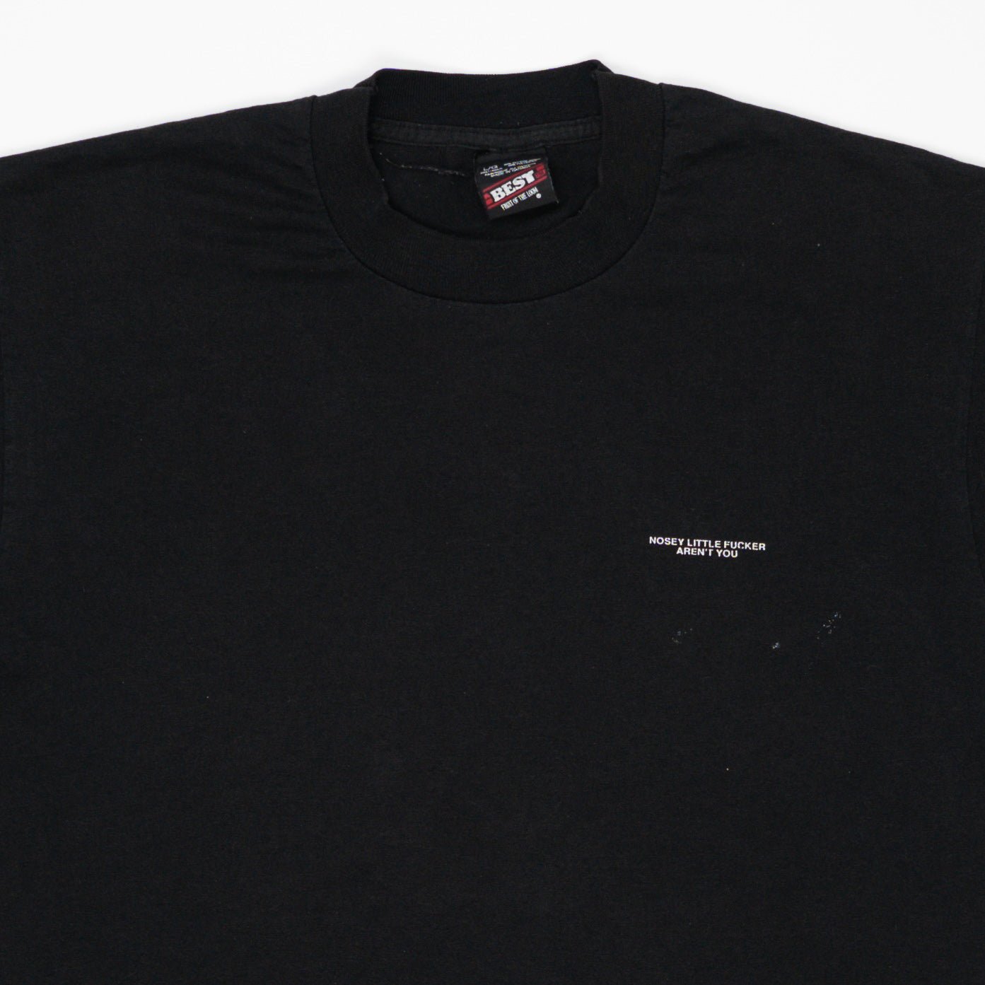 Vintage 90s Black 'Nosey Little Fucker Arent You' Tee (M) | Rebalance Vintage.