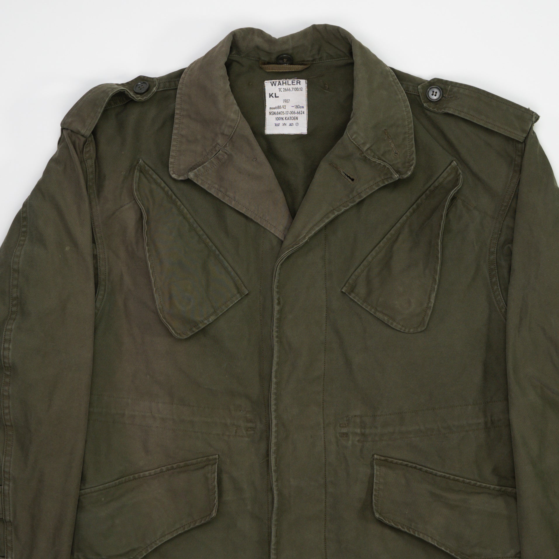 Vintage 80s Wahler Khaki Army Jacket (M) | Rebalance Vintage.