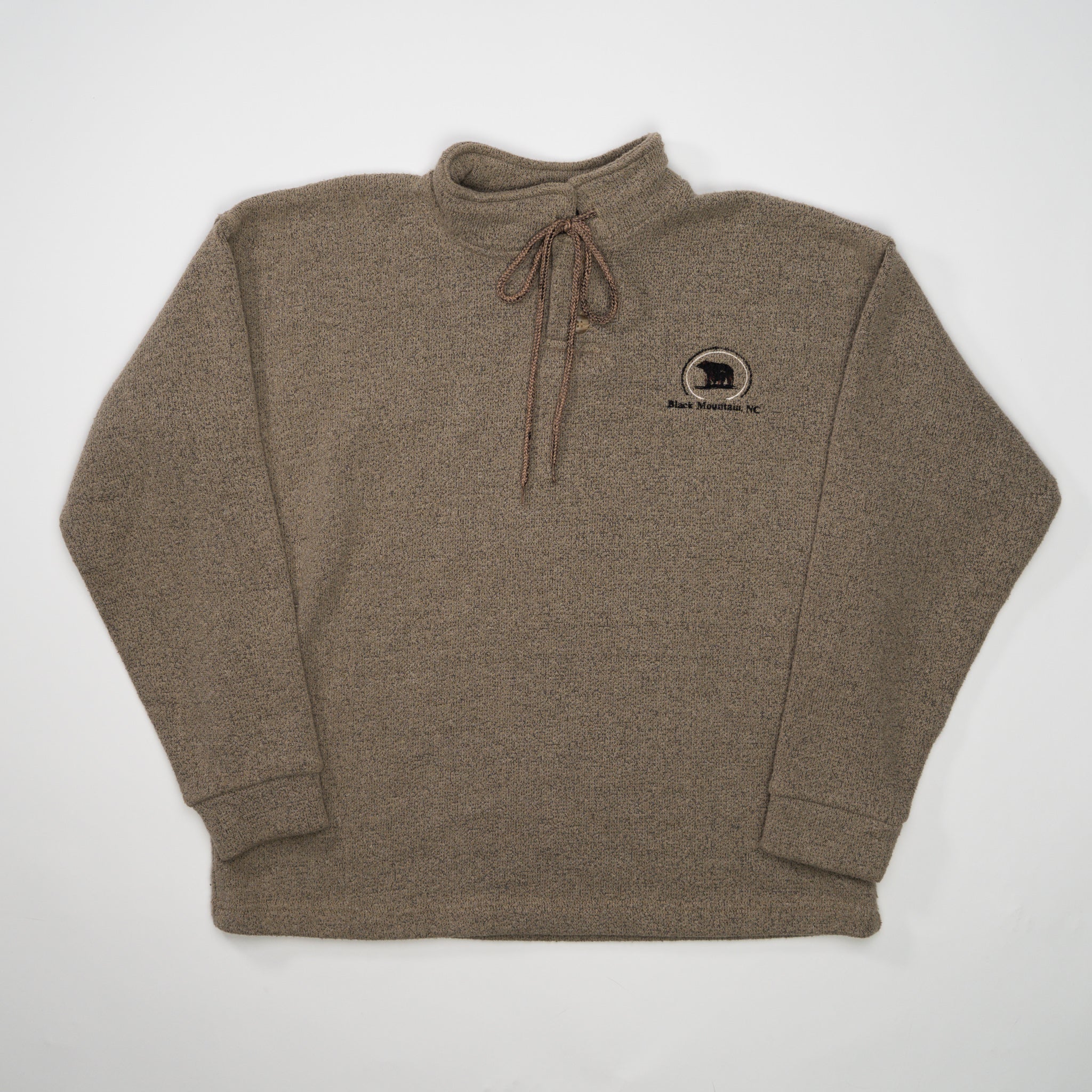 Vintage 90s Beige Black Mountain Bear NC 1/4 Button Sweater (L)
