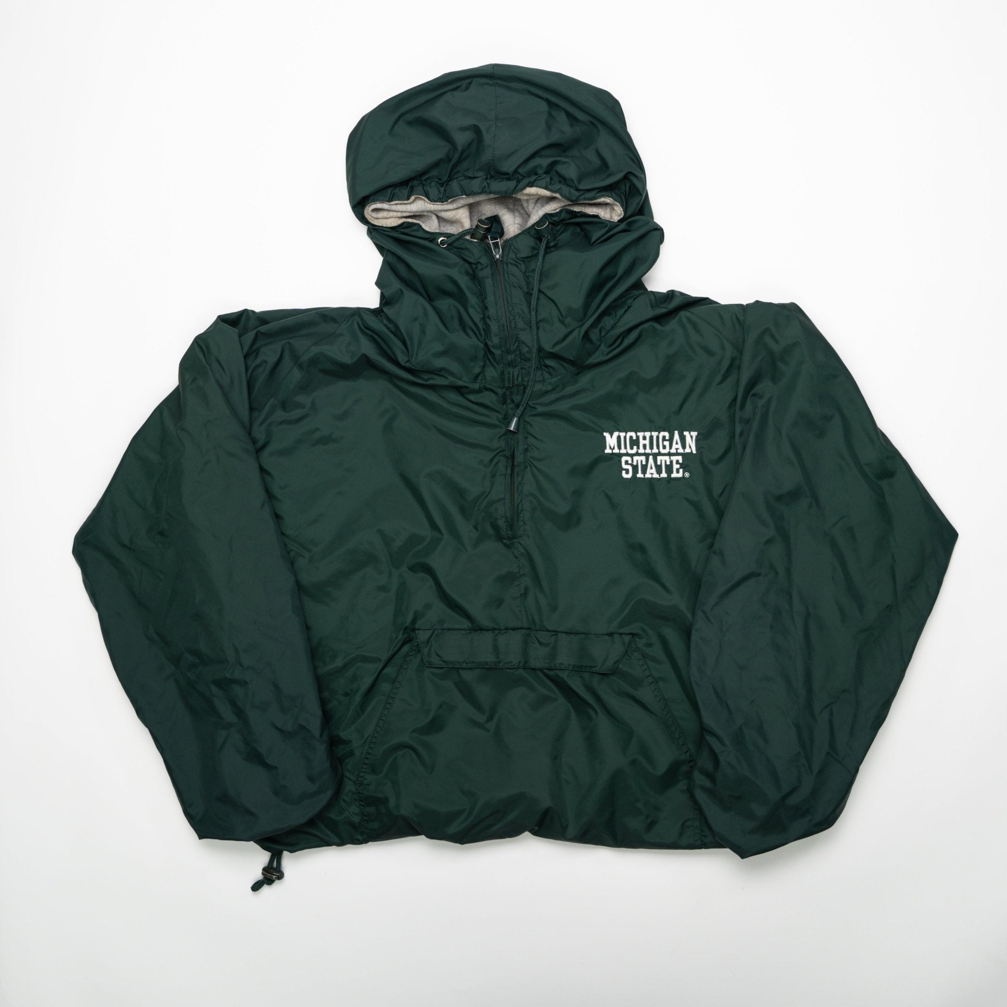 Vintage Dark Green Michigan State Lined Pullover Windbreaker (XL) | Rebalance Vintage.