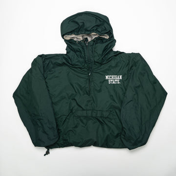 Vintage Dark Green Michigan State Lined Pullover Windbreaker (XL) | Rebalance Vintage.