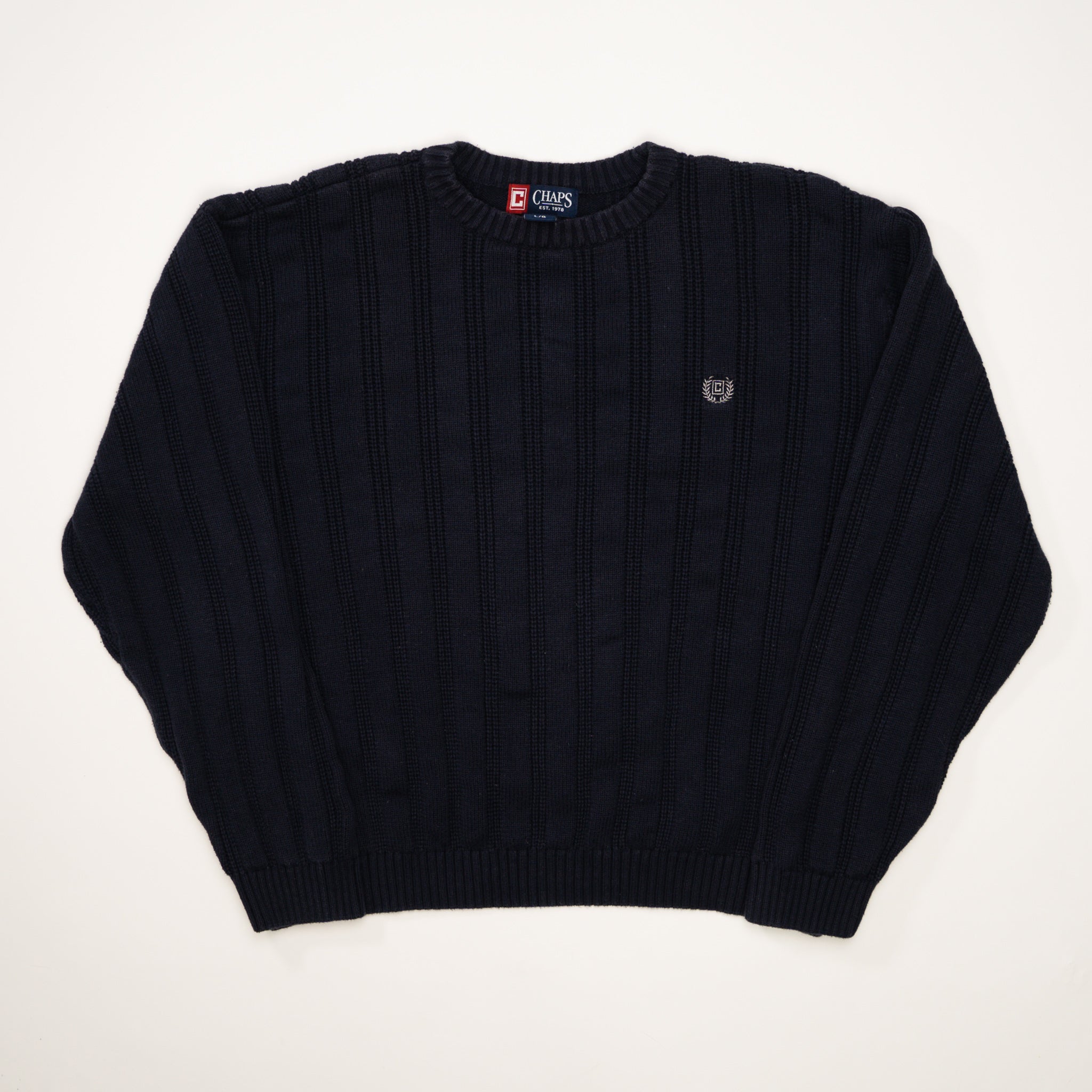 Vintage Blue + White Chaps Knit Sweater (M)