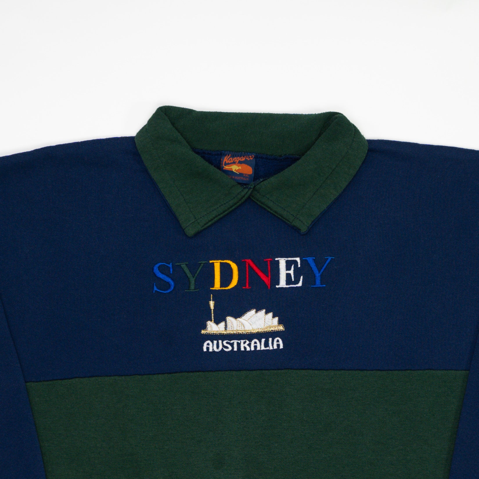 Vintage 90s Blue + Green Sydney Australia Sweater (XL) | Rebalance Vintage.