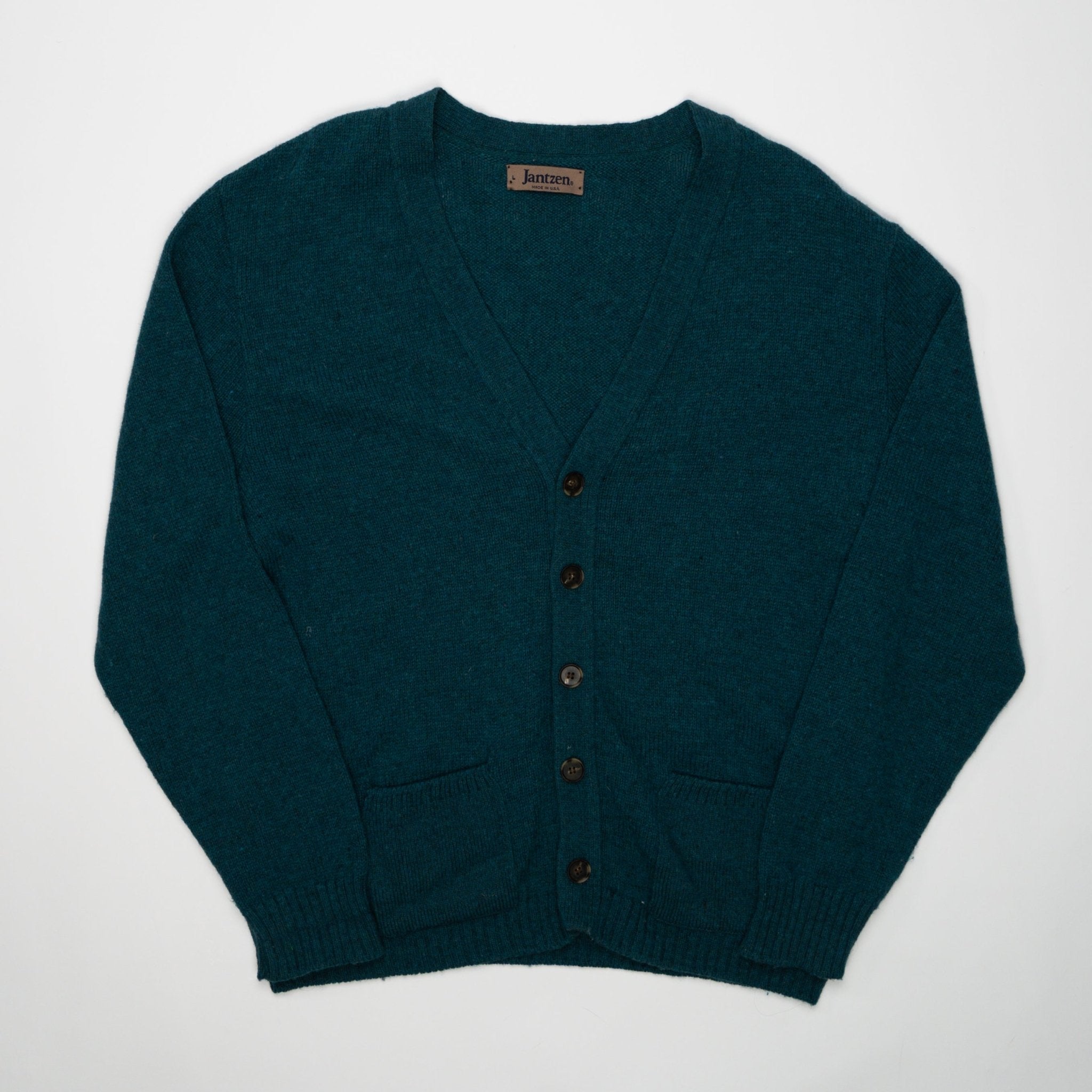 Vintage 80s Teal Jantzen Knit Cardigan (M) | Rebalance Vintage.