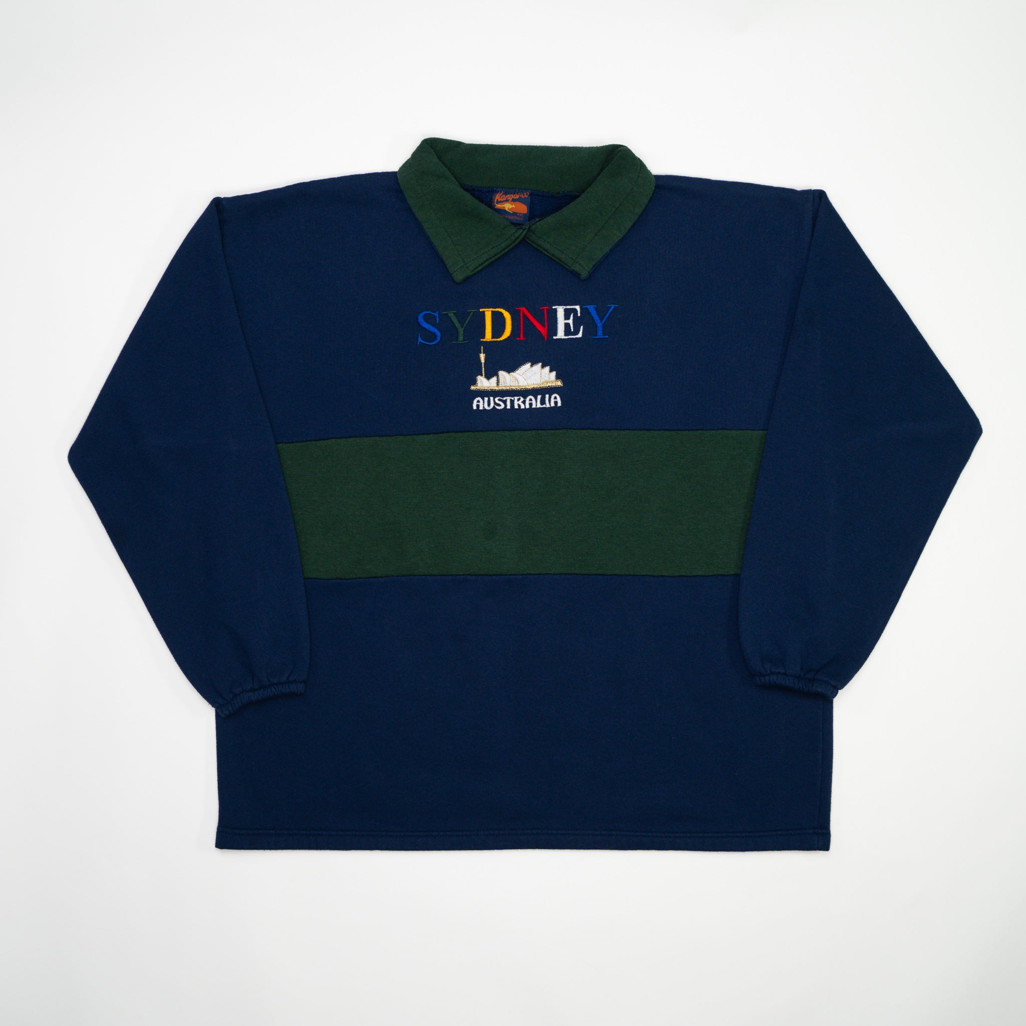 Vintage 90s Blue + Green Sydney Australia Sweater (XL) | Rebalance Vintage.