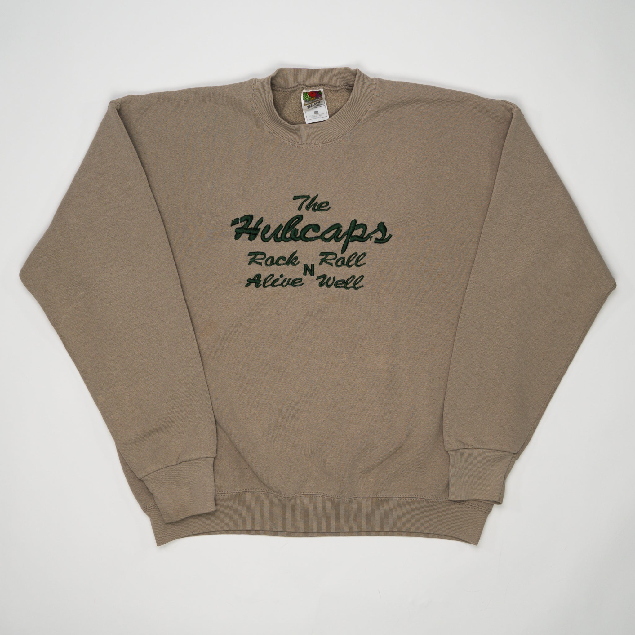Vintage 90s Beige Hubcaps Rock n Roll Crewneck (M/L) | Rebalance Vintage.