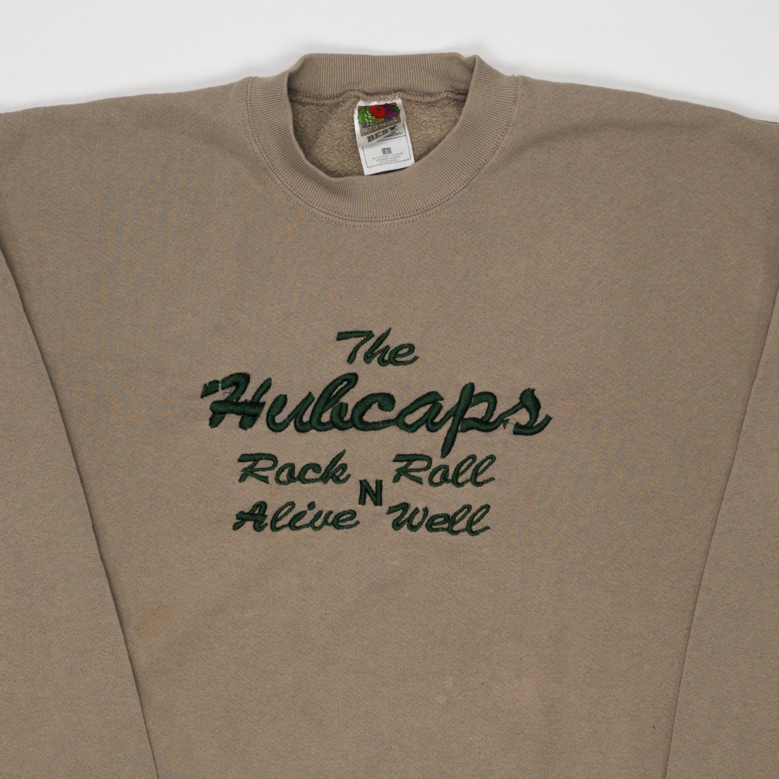Vintage 90s Beige Hubcaps Rock n Roll Crewneck (M/L) | Rebalance Vintage.