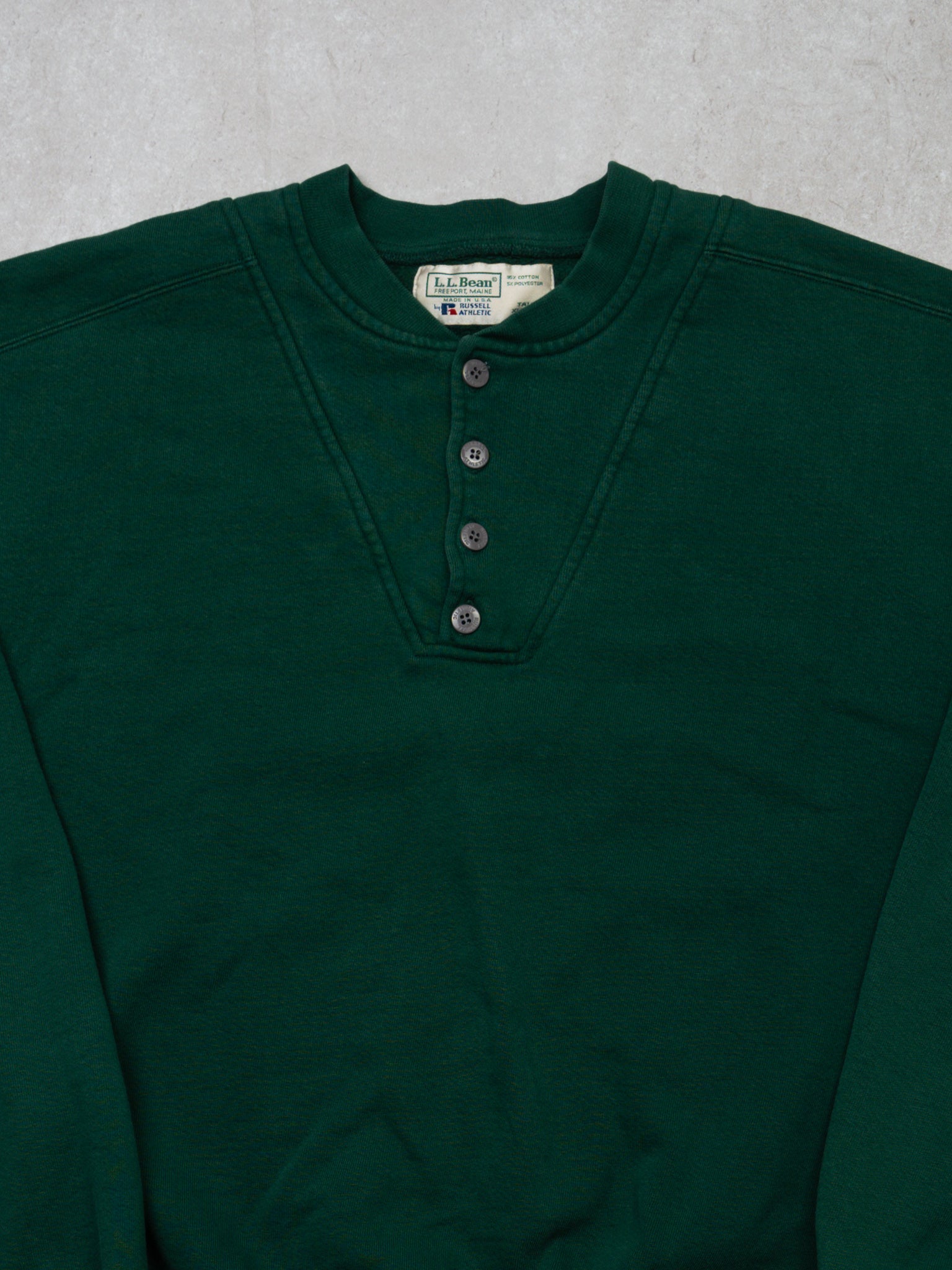 Vintage 90s Green LL Bean x Russell Athletics 1/4 Button Sweater (L)