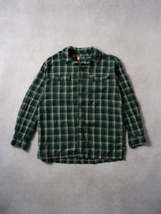 Vintage 90s Green Plaid Chaps Rauph Lauren Button Up Flannel ()