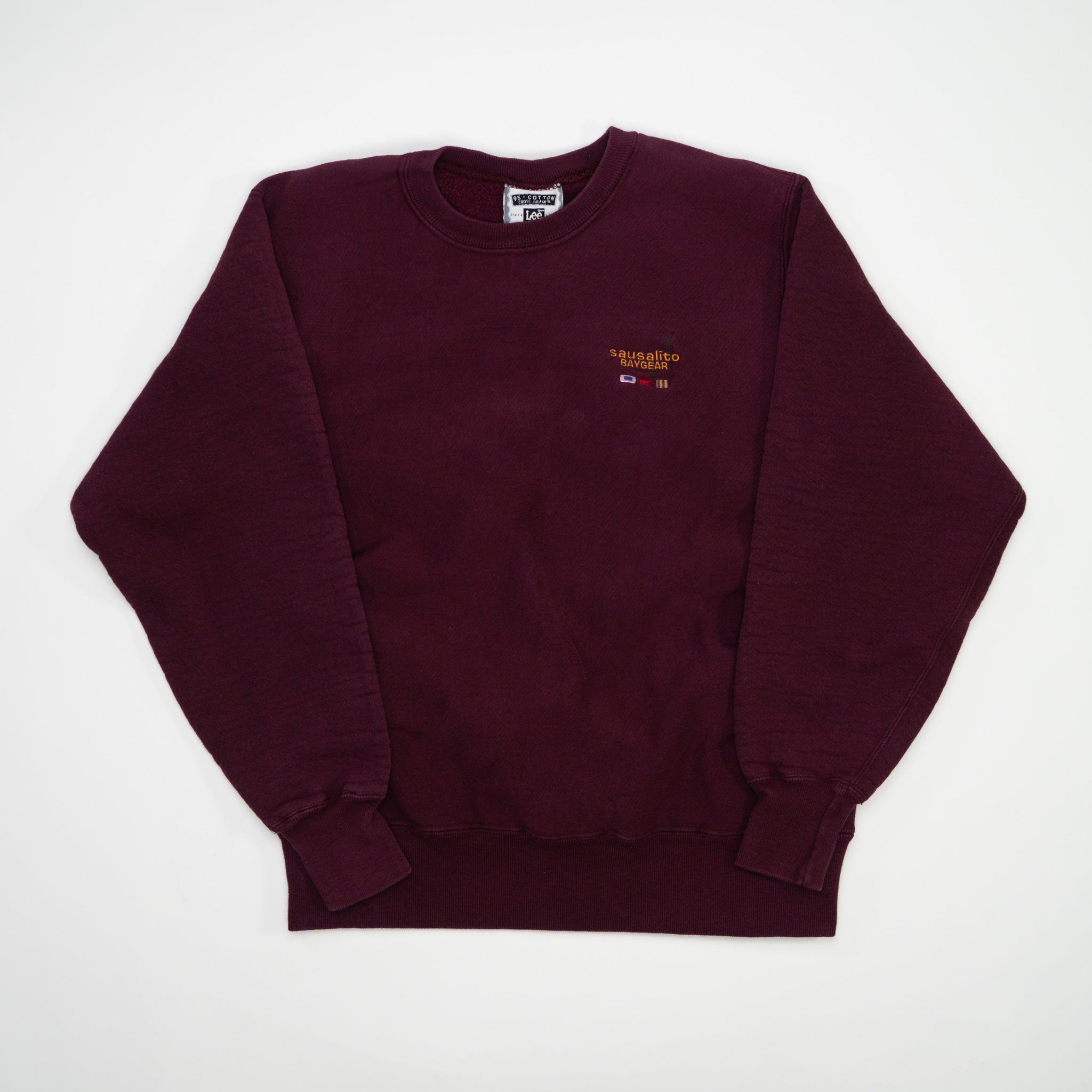 Vintage 90s Maroon Sausalito Baygear x Lee Crewneck (M) | Rebalance Vintage.