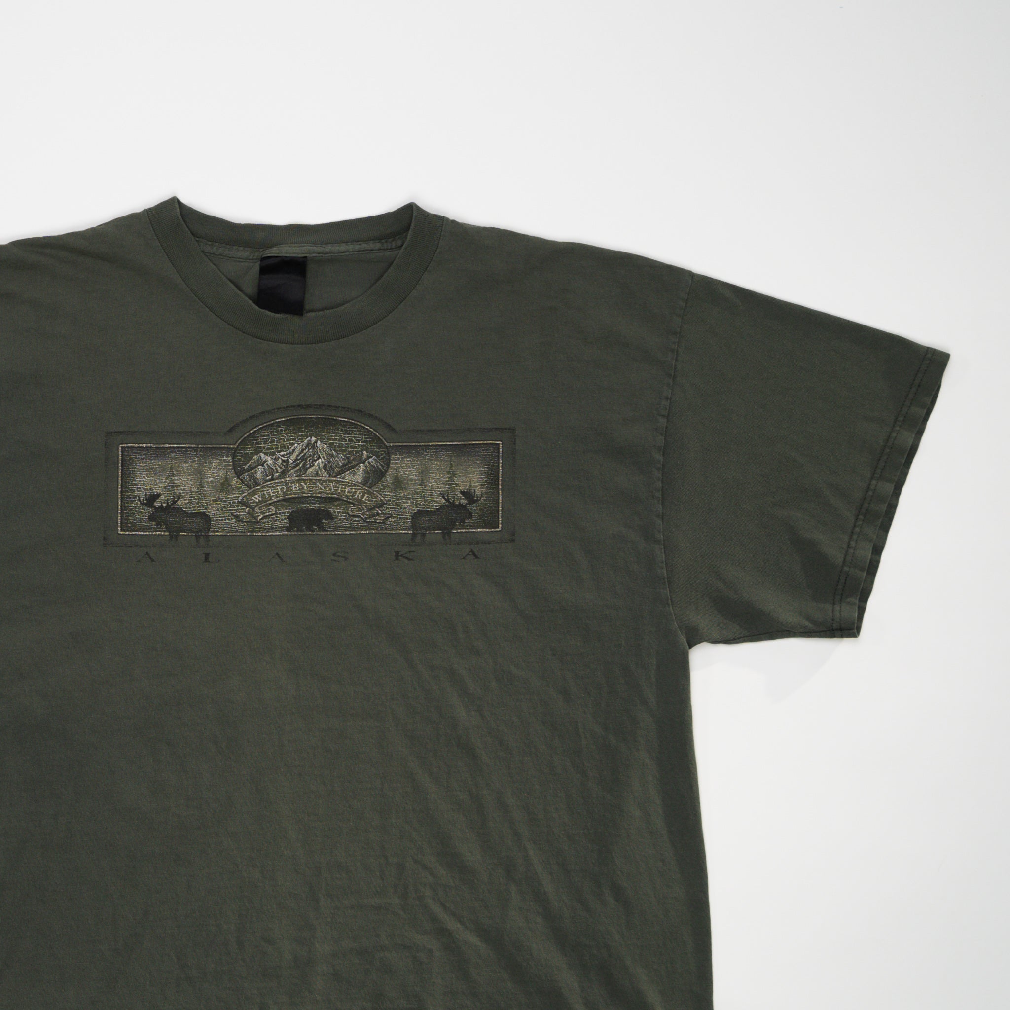 Vintage 90s Moss Green Alaska Wild by Nature Tee (L) | Rebalance Vintage.