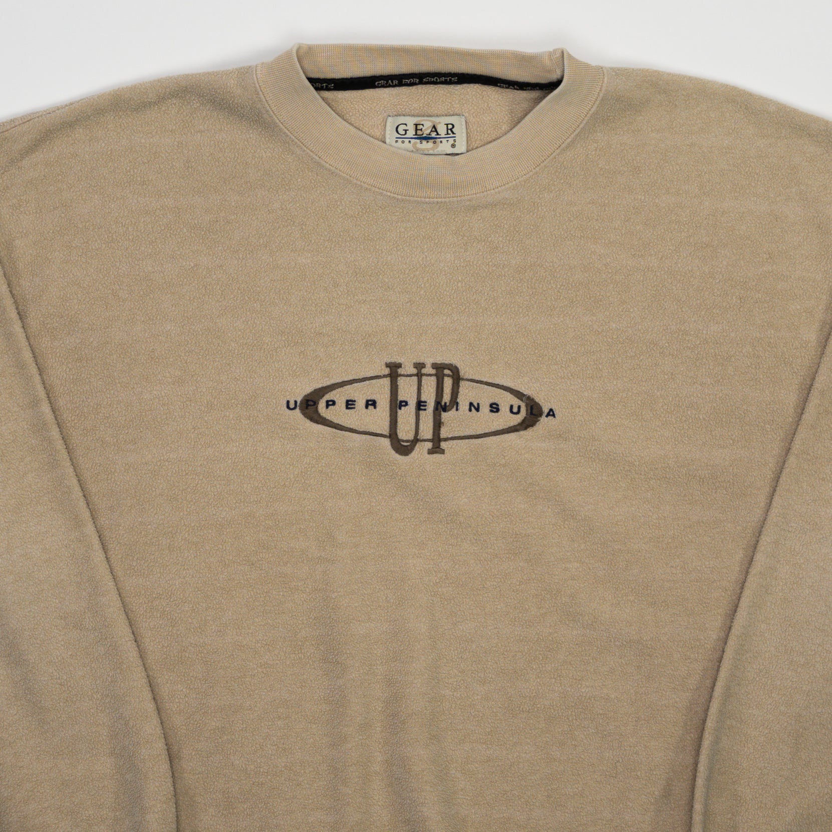 Vintage Beige Upper Peninsula 'UP' Fleece Crewneck (L)