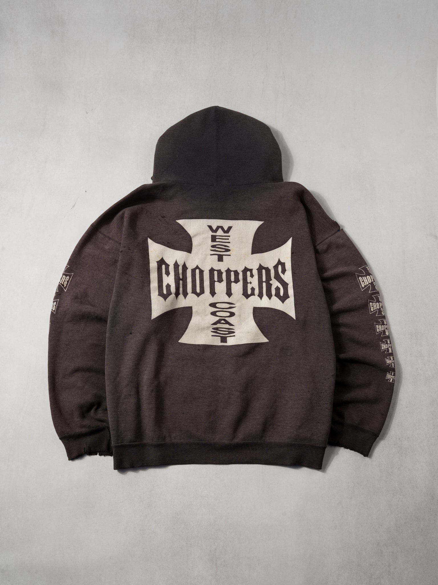 Vintage 90s Washed Black West Coast Choppers Emblem Hoodie (XXL)