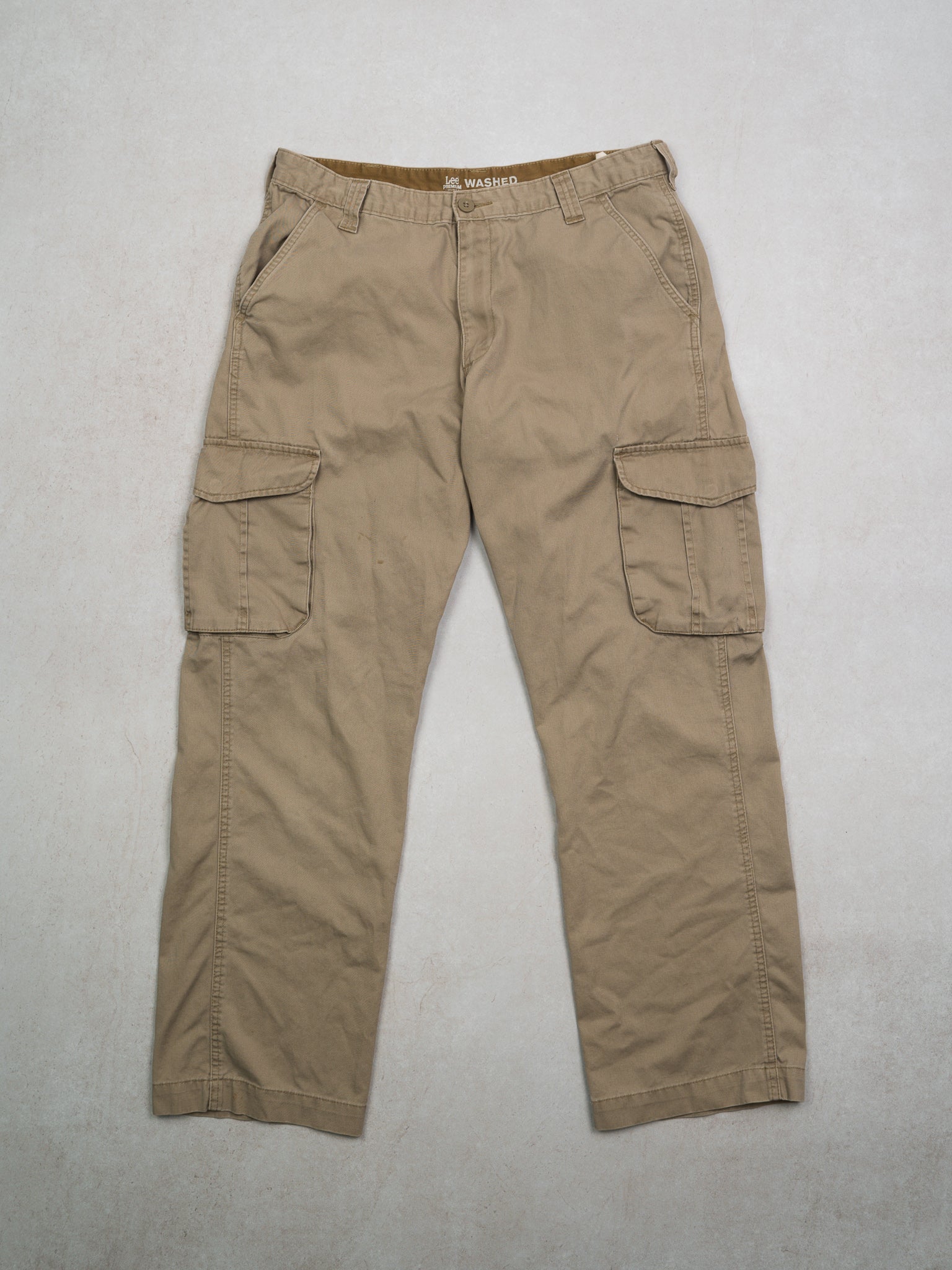 Vintage Beige Lee Cargo Pants (34 x 32)