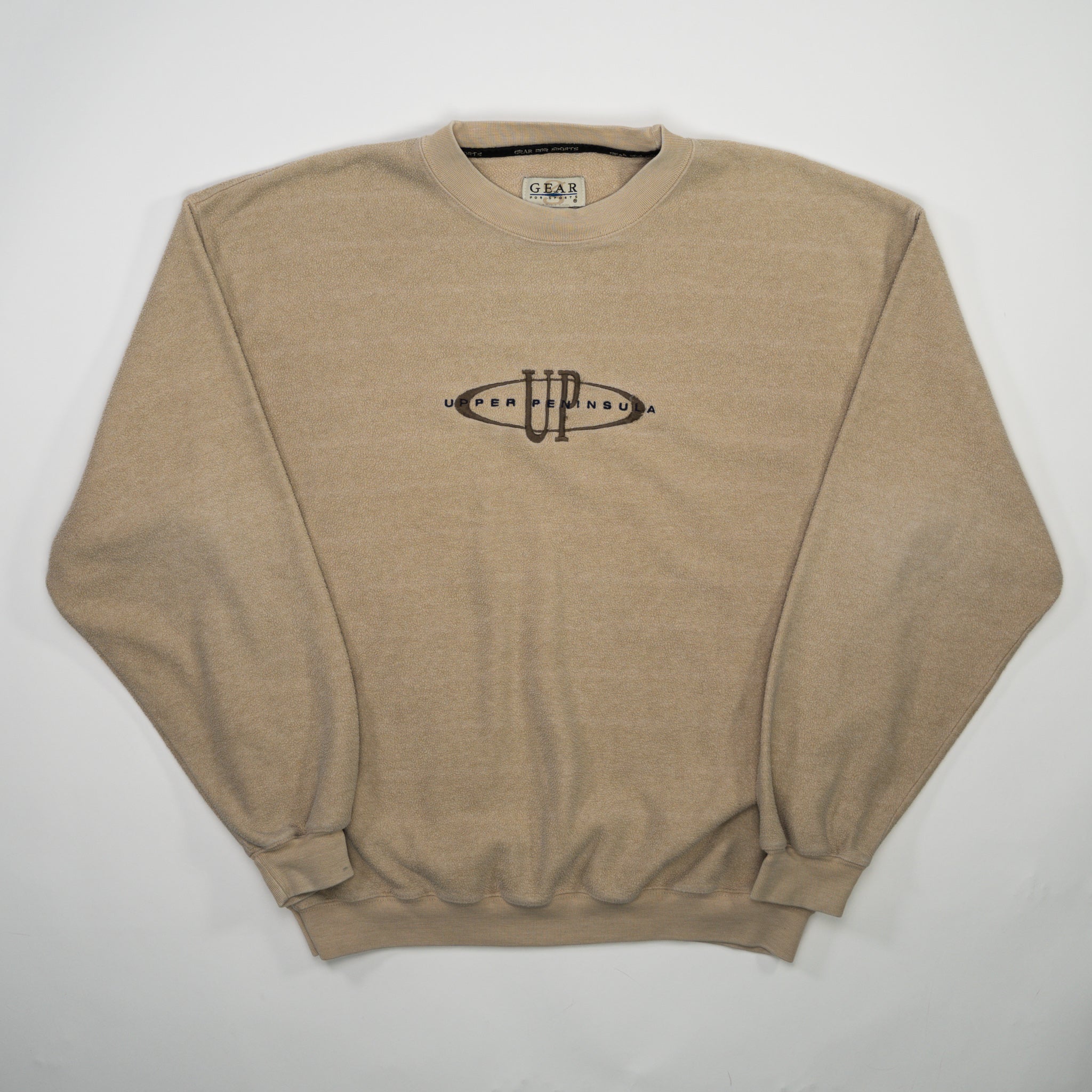 Vintage Beige Upper Peninsula 'UP' Fleece Crewneck (L)
