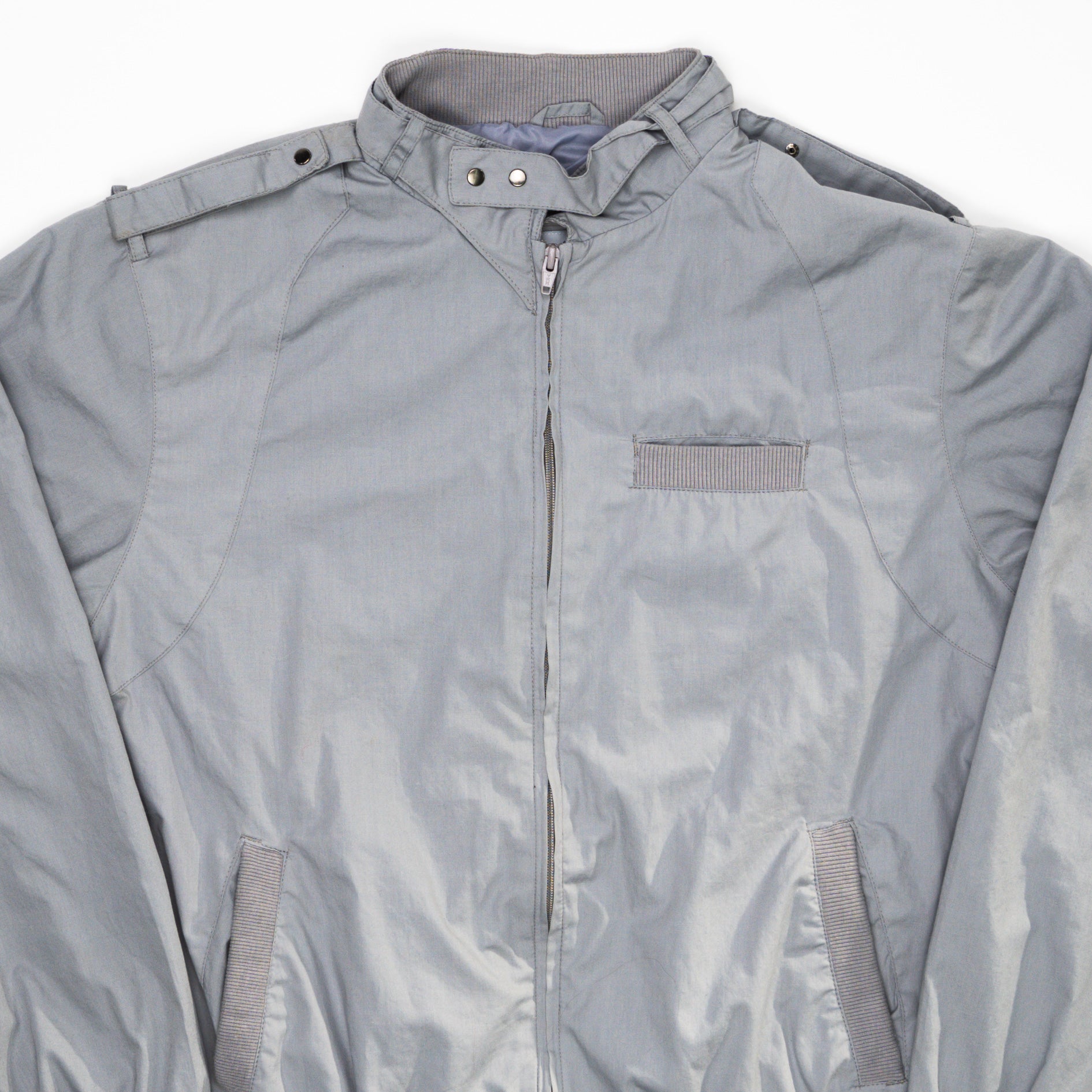 Vintage 80s Grey Silverstone Bomber Jacket (XL) | Rebalance Vintage.