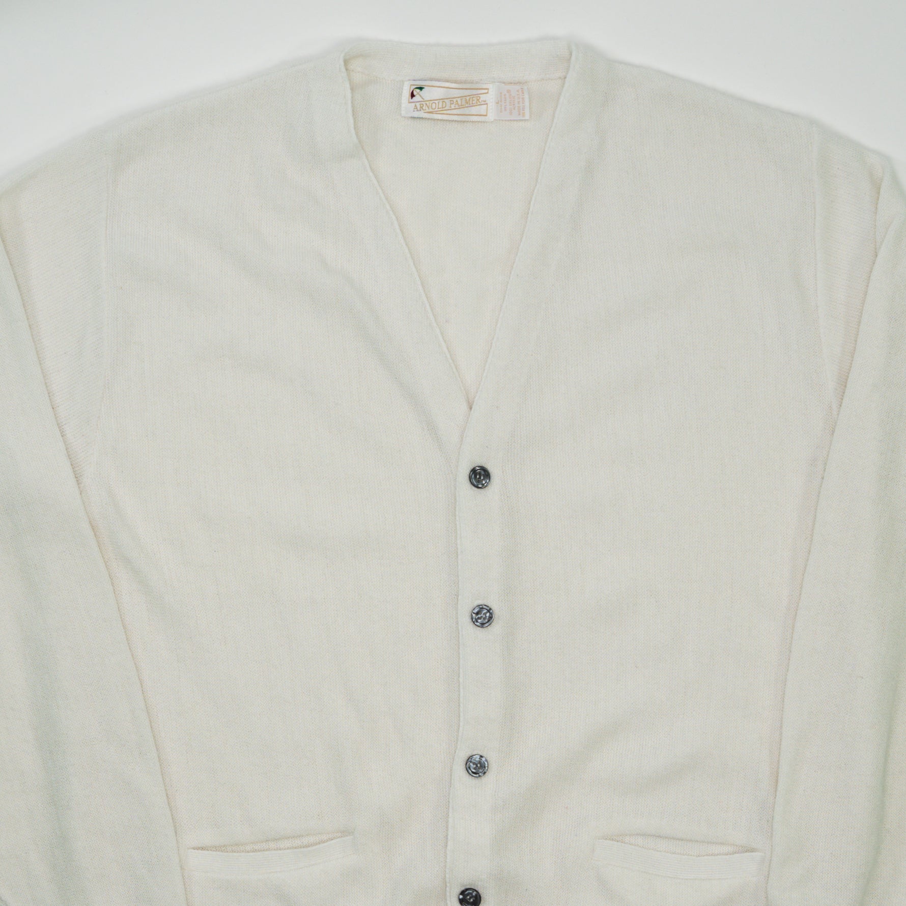 Vintage White Arnold Palmer Knit Cardigan (M)