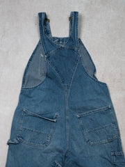 Vintage Blue Denim Patched Carhartt Cargo Overalls (34 x 30)