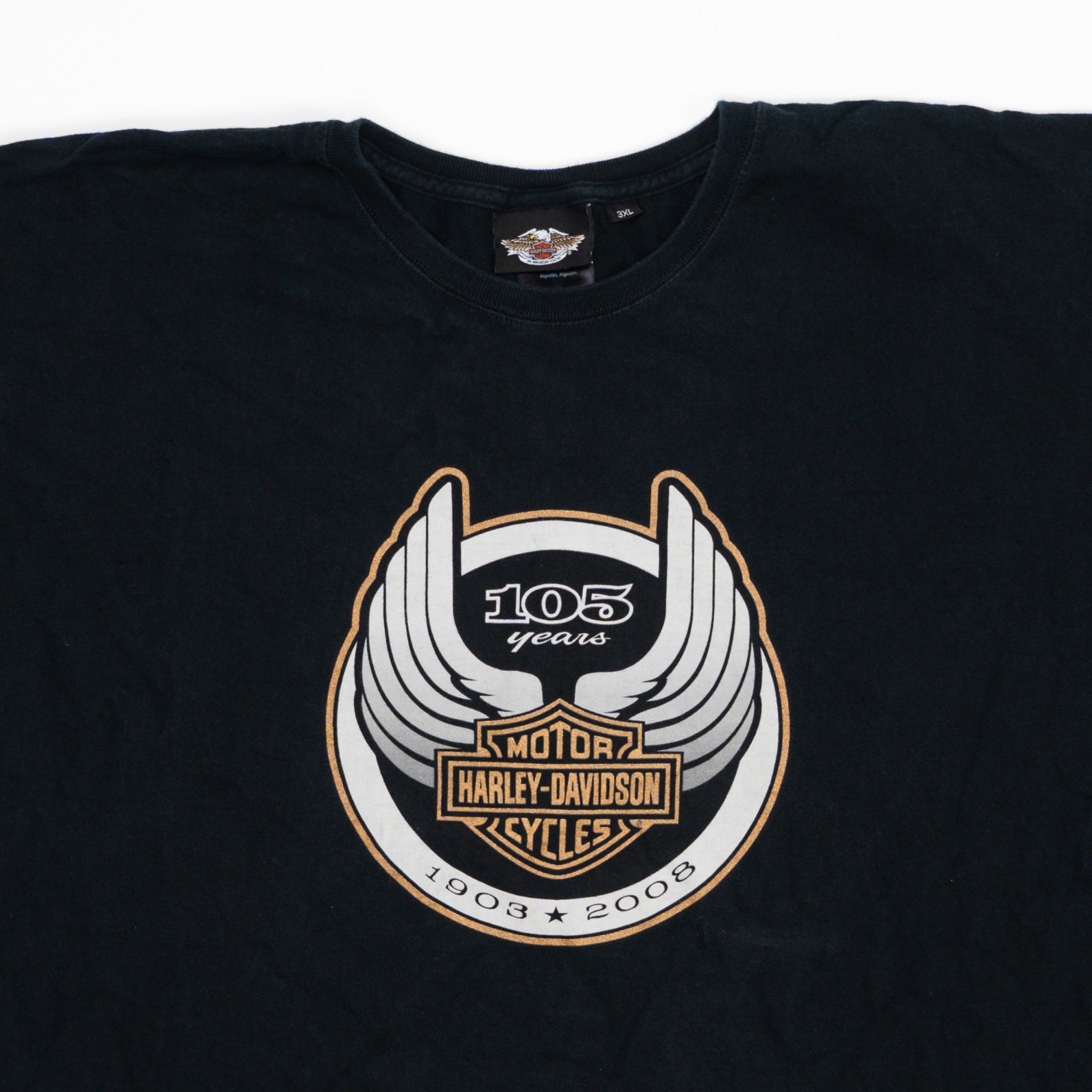 Vintage Black '08 Harley Davidson 105 Years Tee (XL) | Rebalance Vintage.