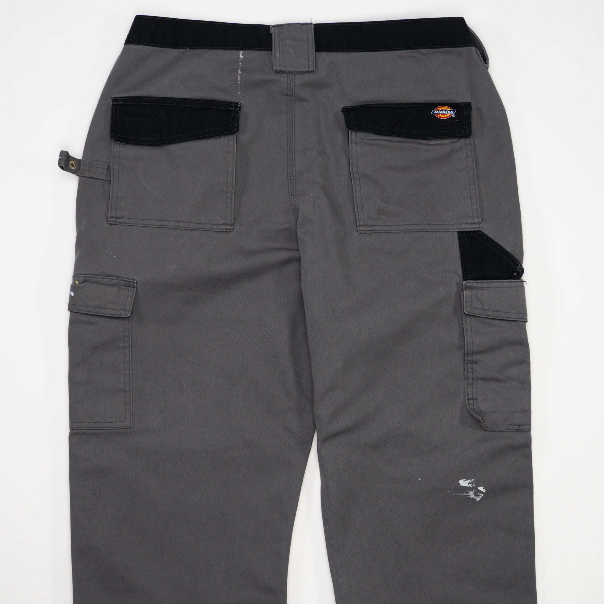 Vintage Grey + Black Dickies Workwear Paint Splattered Cargo Pants (34 x 30)