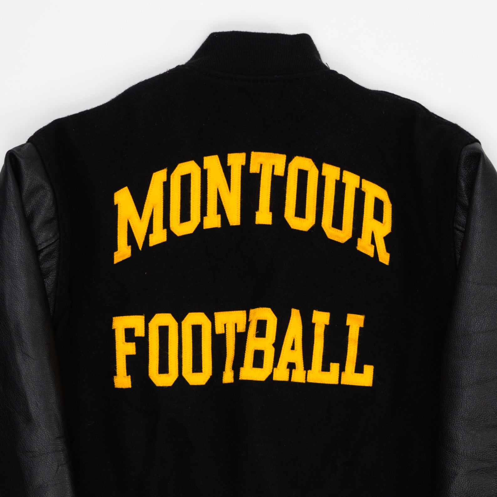 Vintage 90s Black Michigan Spartans Leather Letterman Jacket (S/M) | Rebalance Vintage.