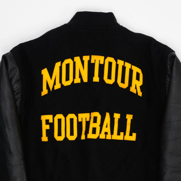 Vintage 90s Black Michigan Spartans Leather Letterman Jacket (S/M) | Rebalance Vintage.