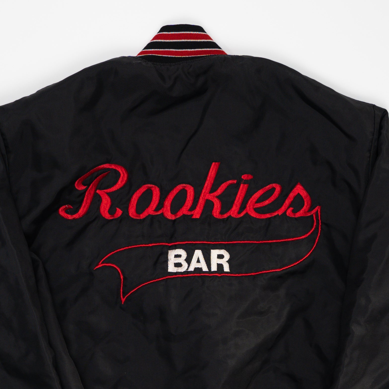 Vintage 90s Rookies Bar Satin Bomber Jacket (L) | Rebalance Vintage.
