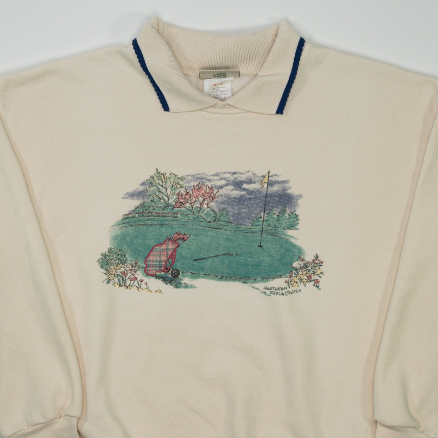Vintage Cream Northern Reflections Golf Collared Crewneck (L)
