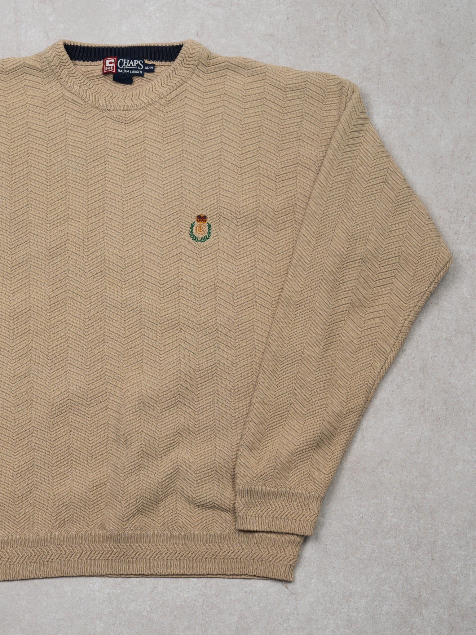 Vintage Beige Chaps RL Knit Sweater (M)