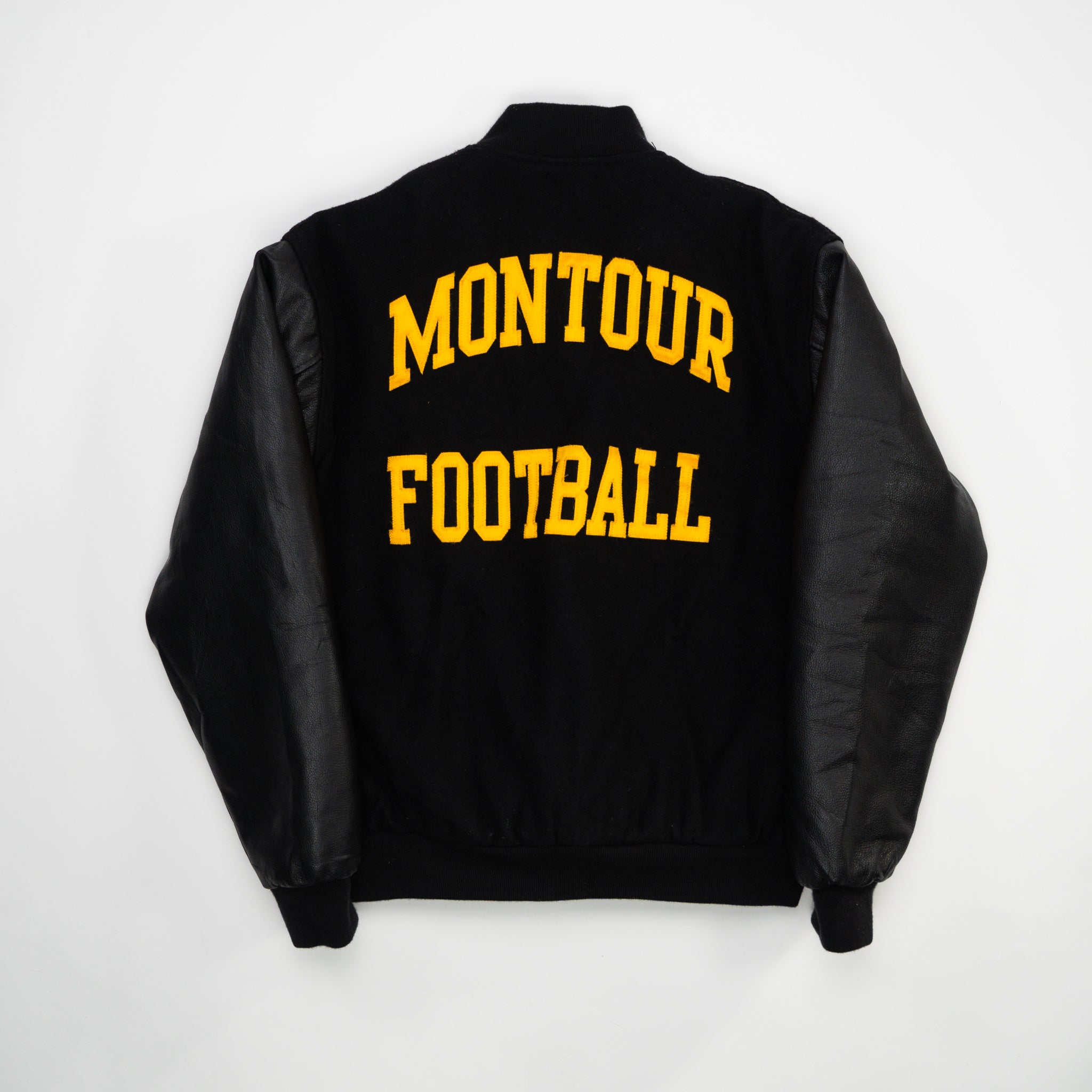 Vintage 90s Black Michigan Spartans Leather Letterman Jacket (S/M) | Rebalance Vintage.