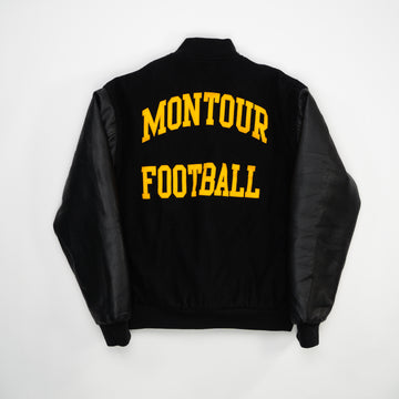 Vintage 90s Black Michigan Spartans Leather Letterman Jacket (S/M) | Rebalance Vintage.