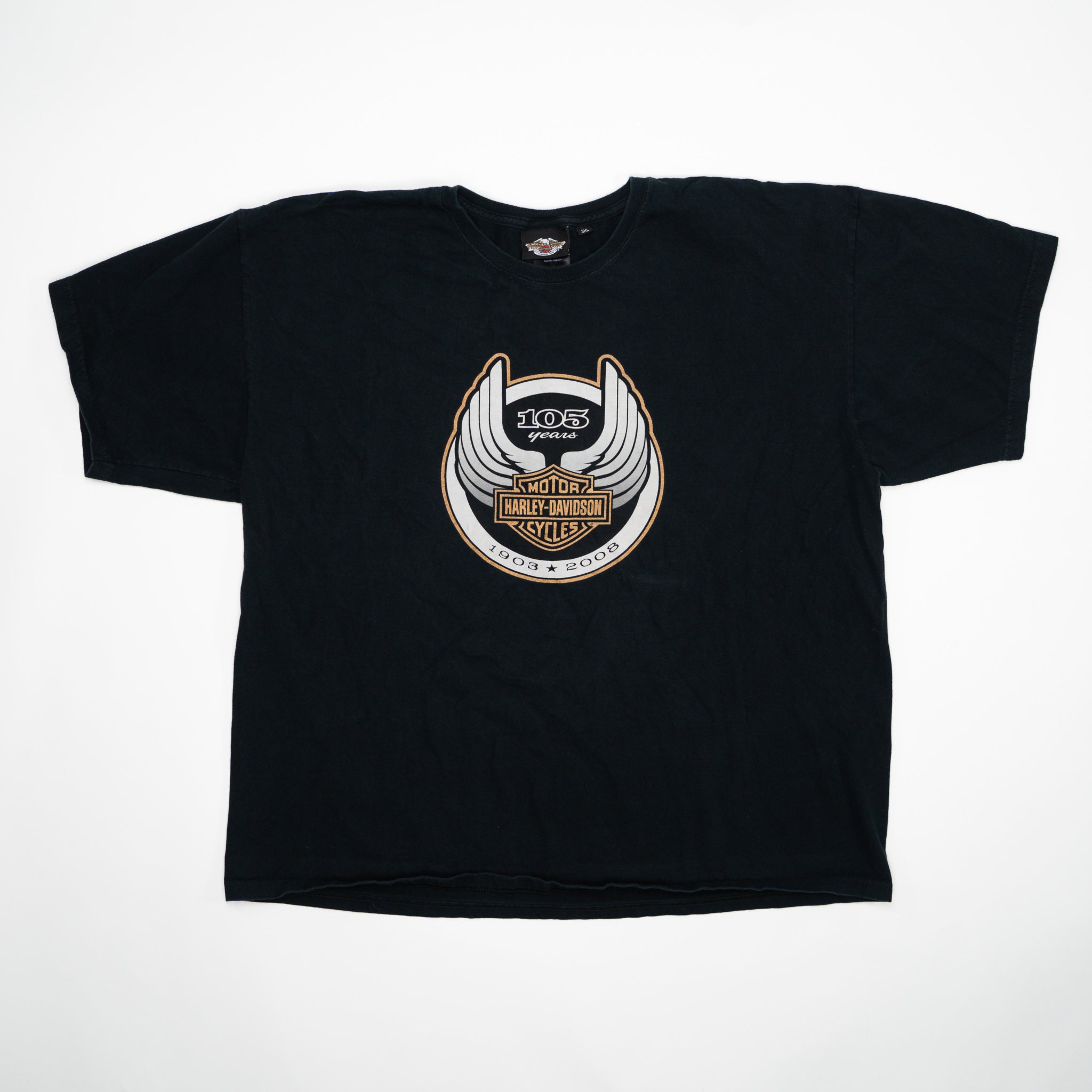 Vintage Black '08 Harley Davidson 105 Years Tee (XL) | Rebalance Vintage.
