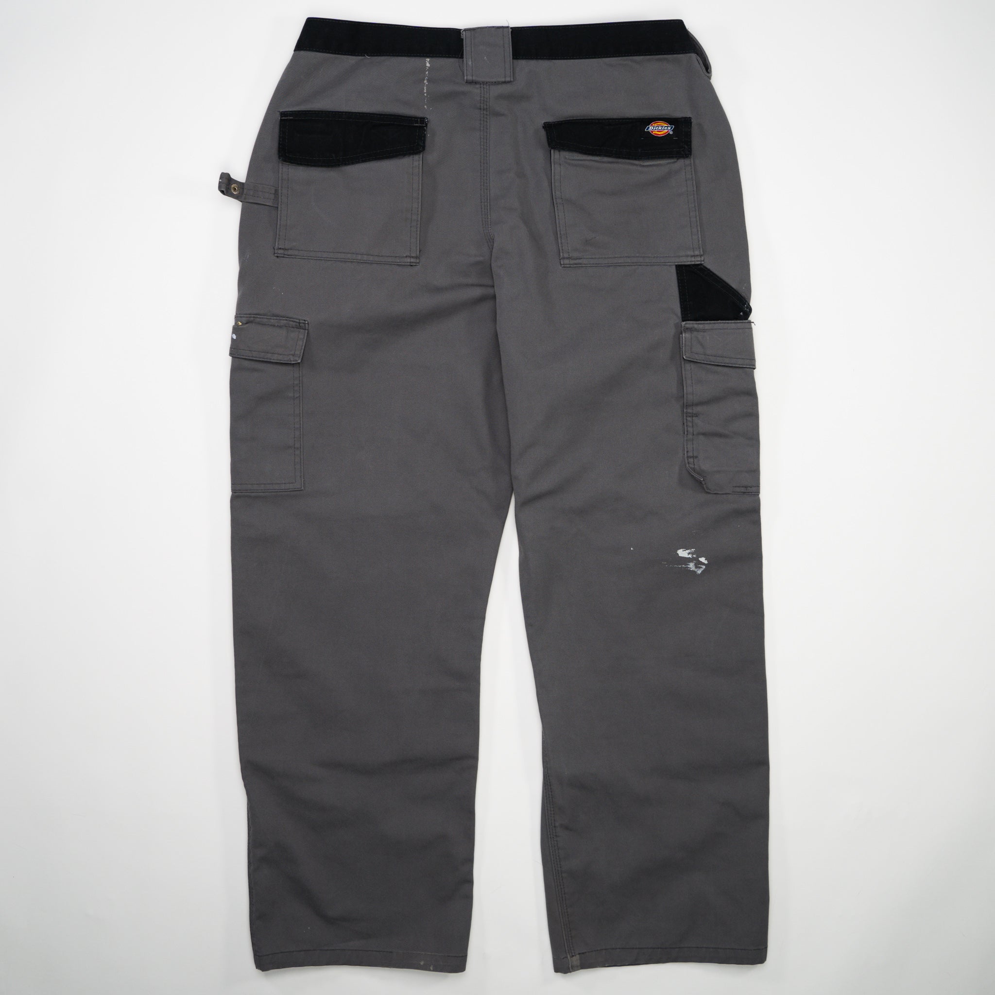 Vintage Grey + Black Dickies Workwear Paint Splattered Cargo Pants (34 x 30)